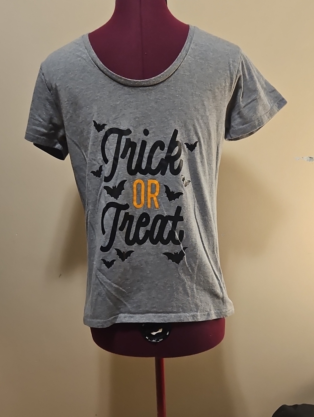 Celebrate It Grey Short Sleeve 'Trick or Treat' Tee with Orange Accent